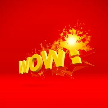 Wow exploding sign with particles for party or commercial sale offering with  イラスト素材