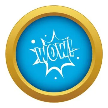 WOW, explosion effect icon blue vector isolated Illustrazione stock