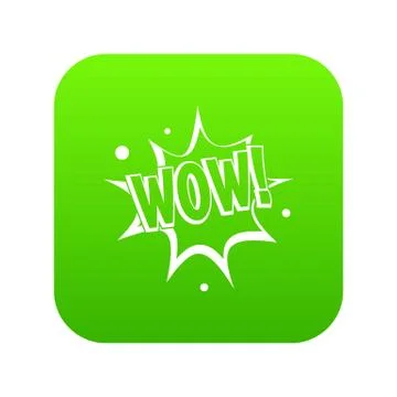 WOW, explosion effect icon digital green Illustrazione stock