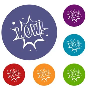 WOW, explosion effect icons set Illustrazione stock