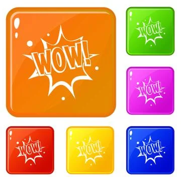 WOW, explosion effect icons set vector color イラスト素材