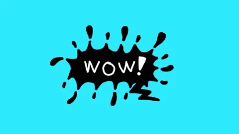 Wow! - expression of astonishment. Animation of hand drawn comic style speech Stock Footage 146259670