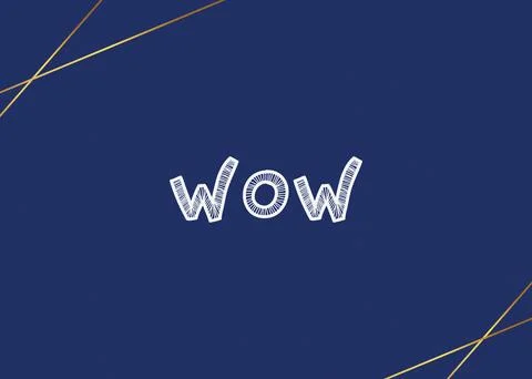 Wow expression with a modern background and golden lines for concepts Illustrazione stock