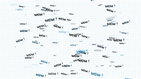 WOW grunge text randomly flying. Text written by brush. Stock Footage 134411008