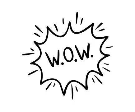 Wow Hand drawn cloud speech bubble element wow text. Explosion cloud icon Stock Illustration