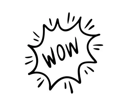 Wow Hand drawn cloud speech bubble element wow text. Explosion cloud icon Stock Illustration