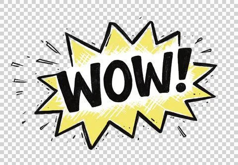 Wow Hand Drawn Comic Speech Bubble Illustration Illustrazione stock