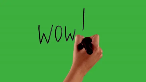 Wow - Hand writing on green screen Vídeos de archivo 33784260