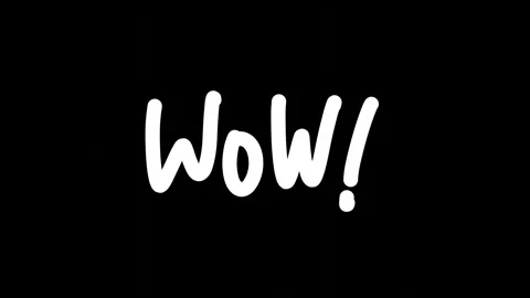 Wow handwritten in white on a black background Stock Footage 293232997