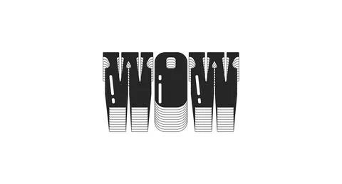 WOW interjection bold black viral internet slang typography Illustrazione stock