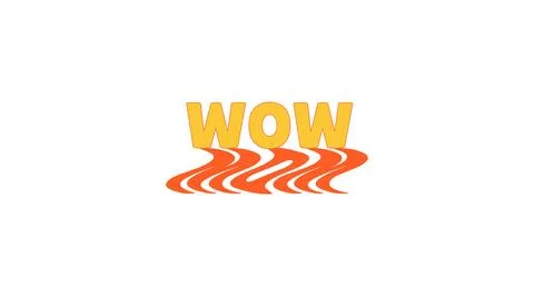 WOW interjection bold internet slang with wavy orange shadow Stock Illustration