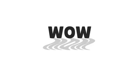 WOW interjection modern digital slang with wavy gray shadow Stock Illustration