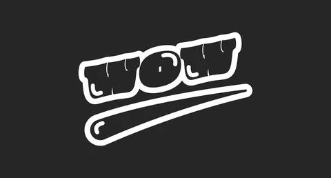 WOW interjection retro black outline social media phrase Stock Illustration