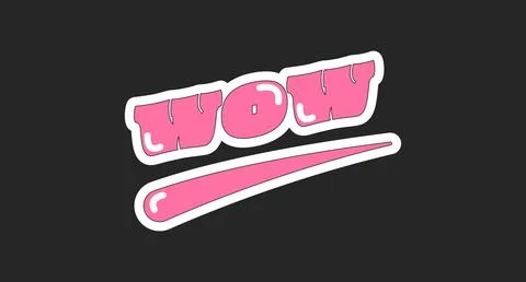 WOW interjection retro pink social media phrase Stock Illustration