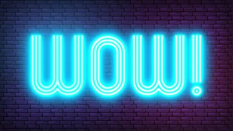 Wow Neon Light On The Wall Video stock 160106817