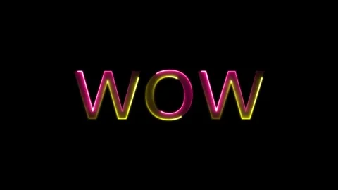 Wow neon sign animation. Wow Neon Light neon luxury wow text animation.4k v.. Stock Footage 310075151