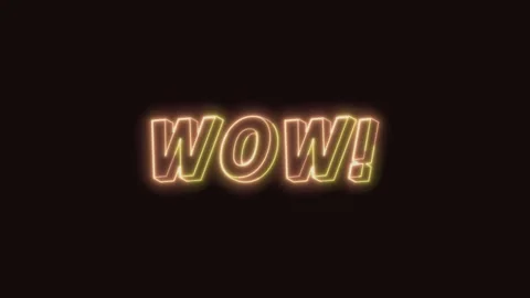 Wow Neon Text Seamless Loop with Black Background 4K Video stock 311433608