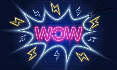 Wow neon. Vector Stock Illustration