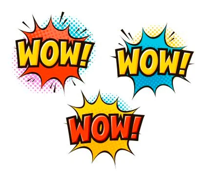 WOW in pop art retro comic style. Cartoon slang vector illustration Stock Illustration
