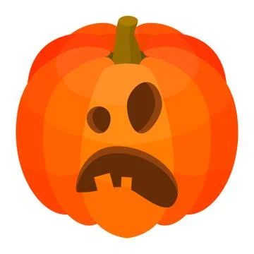 Wow pumpkin face icon, isometric style Stock Illustration