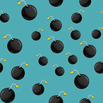 WOW seamless pattern  Background with  Bomb in Pop Art Style. Vector Illustra Stock Illustration