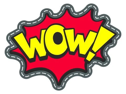 Wow speech bubble. Colorful patch. Clothes badge Stock Illustration