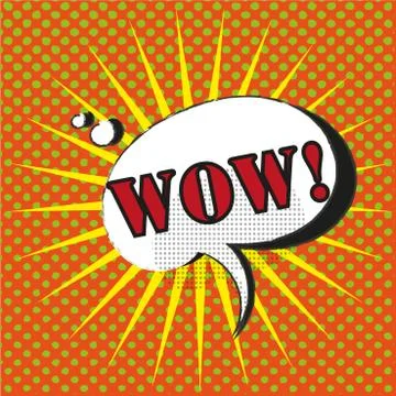 Wow speech bubble pop art comic style vector with star Stock Illustration