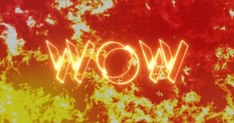 WOW  text animation with cool animated colorful background. Easy to put int.. Stock Illustration