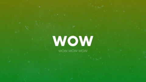 WOW text animation over green gradient background with subtle particles Stock-Footage 305815918