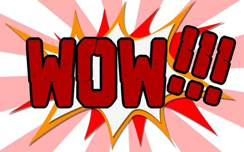 WOW text with comic book style Illustrazione stock