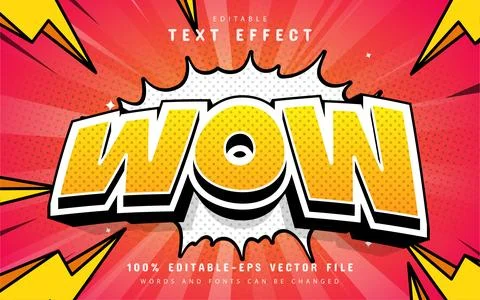 Wow text effect comic style Illustrazione stock