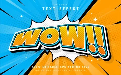 Wow text effect comic style Stock Illustration