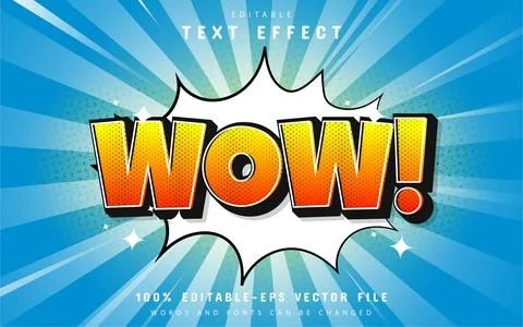 Wow text effect comic style Stock Illustration