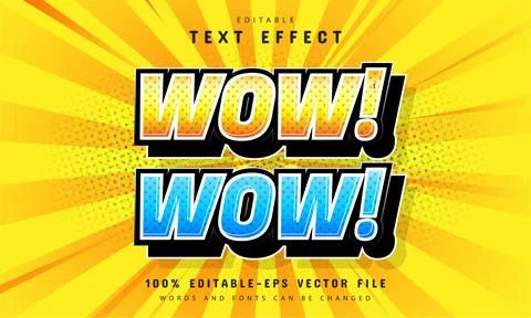 Wow text effect comic style Illustrazione stock