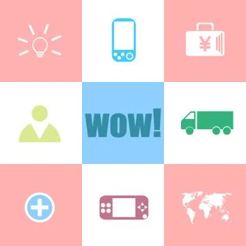Wow text, global communication concept . Can be used for workflow layout, dia Illustrazione stock