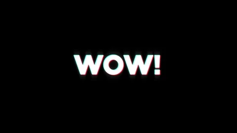 Wow! text pixel dynamic glitch animation video game effect Stock Footage 313076294