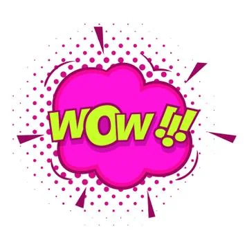 Wow, text sound effect icon, pop art style Stockillustratie