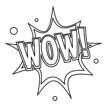 Wow, text sound effect icon, outline style Stock Illustration