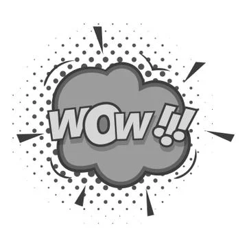 Wow, text sound effect icon monochrome Stock Illustration