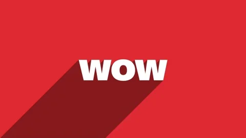 WOW white letters with shadow moving banner animation on red background. 4K Video stock 159831755
