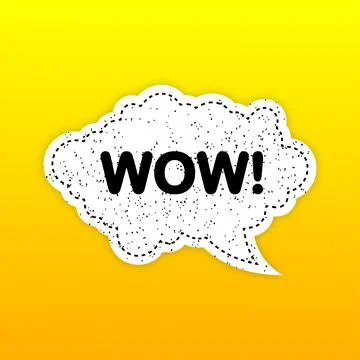 Wow white speech bubble on yellow background. Vector illustration Stockillustratie