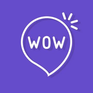 Wow word in speech bubble. Flat simple style trend modern logotype Stockillustratie