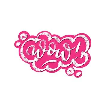 Wow word speech bubble icon symbol. Web design. Sticker design. Hand drawn .. Stock Illustration