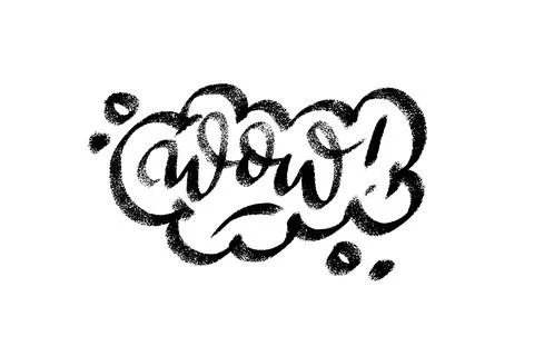Wow word speech bubble icon symbol. Web design. Sticker design. Hand drawn ve Stock Illustration