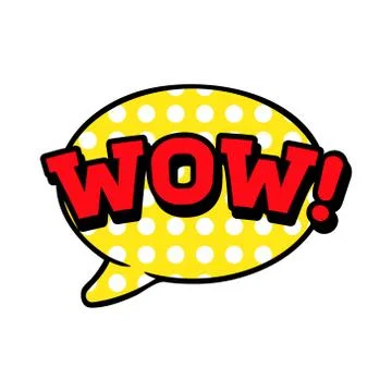 Wow, word in speech bubble, vector comic illustration in pop art retro style Stock Illustration