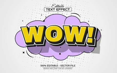 Wow yellow comic style text effect editable Illustrazione stock