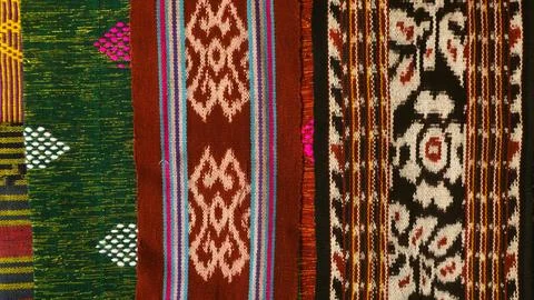 Wowen textile with unique pattern from Indonesia, textured fabric background Stock Photos