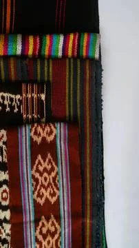 Wowen textile with unique pattern from Indonesia, textured fabric background Foto stock