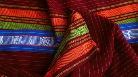 Wowen textile with unique pattern from Indonesia, textured fabric background Stock Photos