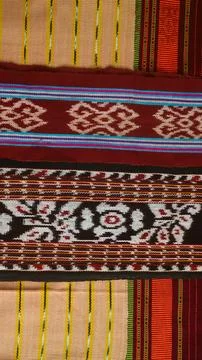 Wowen textile with unique pattern from Indonesia, textured fabric background Fotos Stock